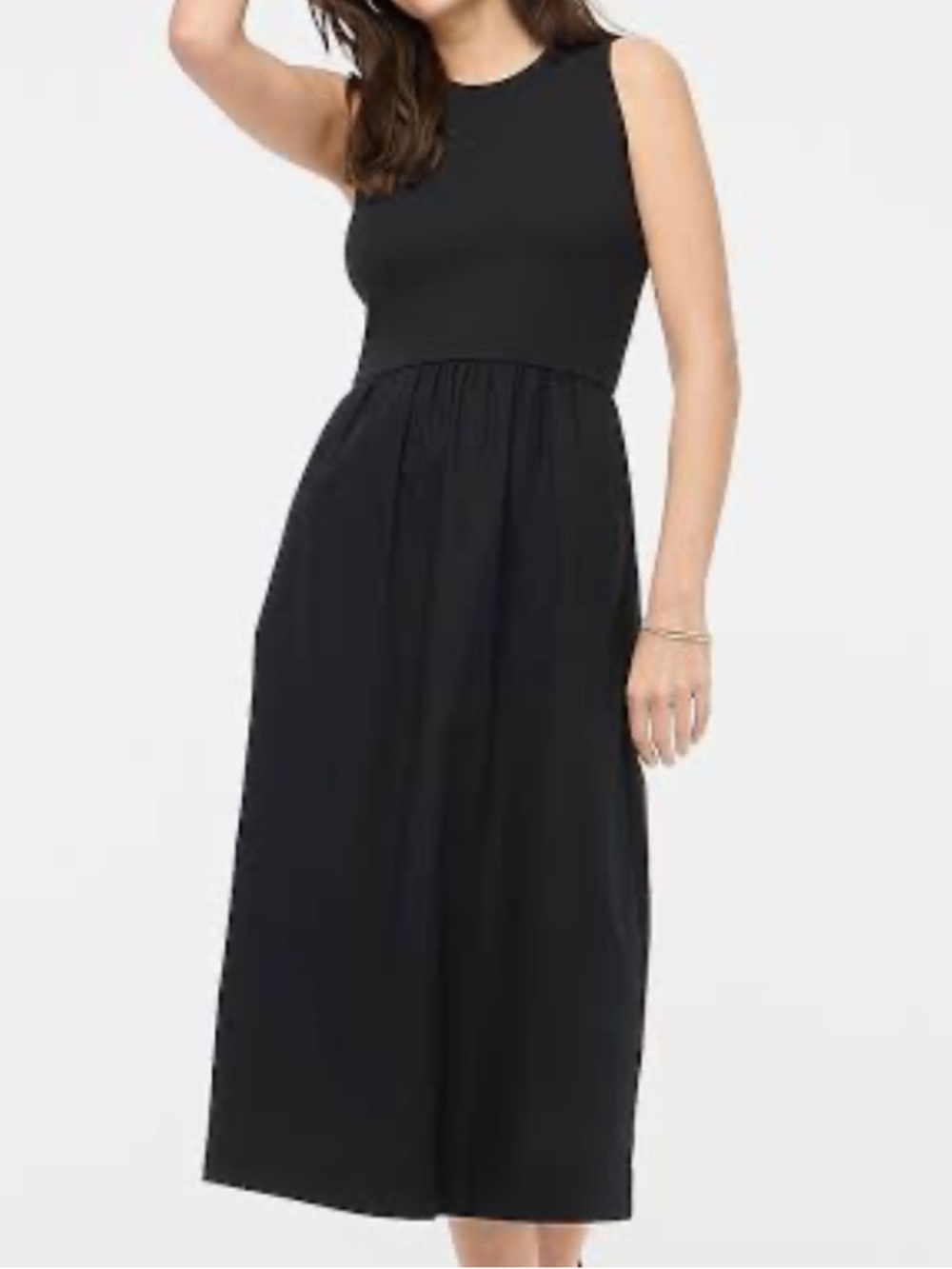 J.Crew Midi Dress Womens Small Knit Black Mixed Media Ribbed